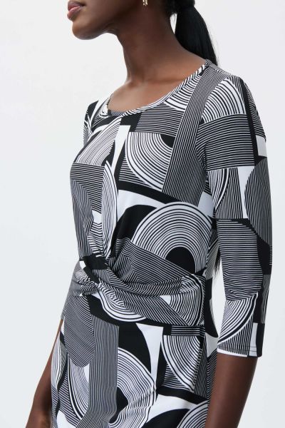 Joseph Ribkoff Vanilla/Black Geometric Print Dress Style 231020