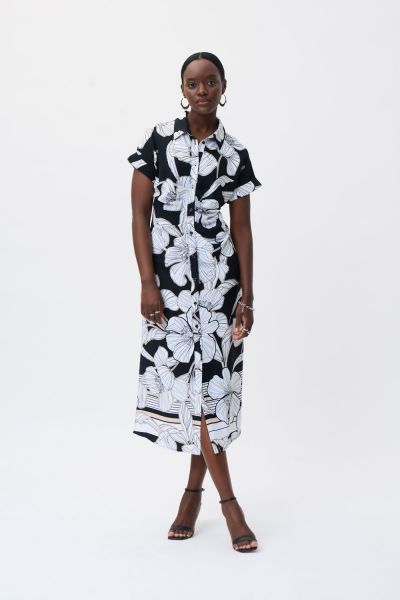 Joseph Ribkoff Black/Multi Floral Print Dress Style 231061