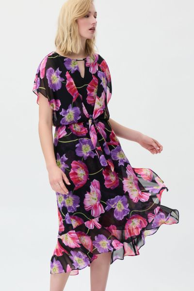 Joseph Ribkoff Black/Multi Floral Print Dress Style 231106