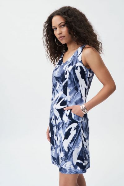 Joseph Ribkoff Midnight Blue/Multi Sleeveless Dress Style 231228