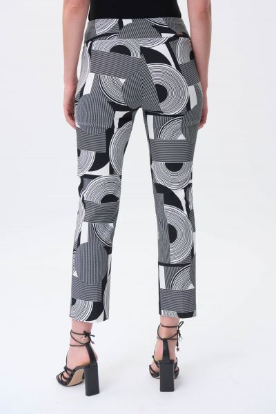 Joseph Ribkoff Vanilla/Black Geometric Print Millennium Cropped Pants Style 231270