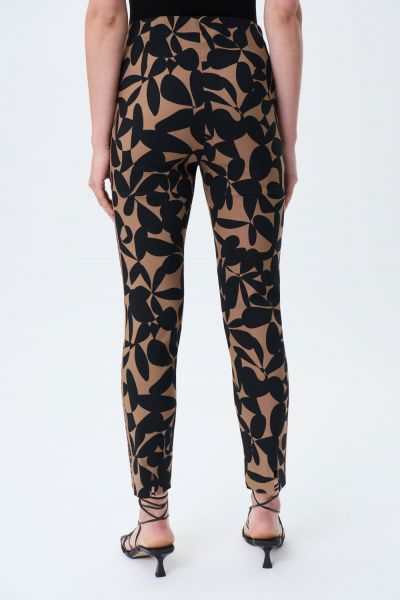 Joseph Ribkoff Beige/Black Floral Print Cropped Pants Style 231275