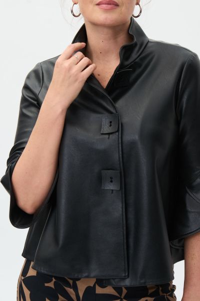 Joseph Ribkoff Black Leatherette Jacket Style 231290