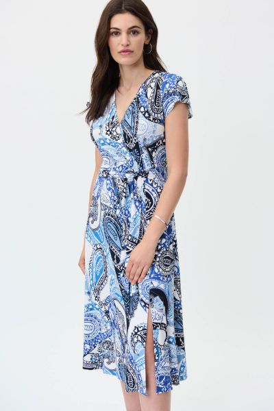 Joseph Ribkoff Vanilla/Multi Wrap Dress Style 231298