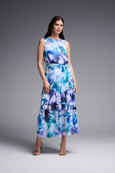 Joseph Ribkoff Vanilla/Multi Sleeveless Maxi Dress Style 231716