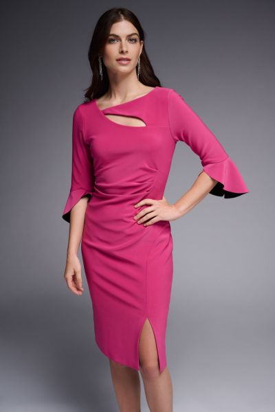 Joseph Ribkoff Hibiscus/Black Silky Knit Tulip Sleeves Dress Style 231740
