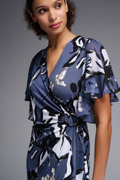 Joseph Ribkoff Blue/Multi Wrap Dress Style 231768