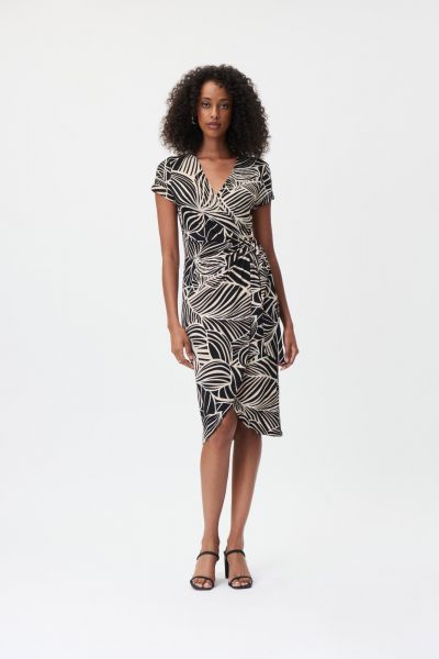 Joseph Ribkoff Black/Multi Wrap Dress Style 232037