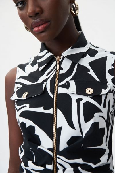 Joseph Ribkoff Vanilla/Black Abstract Print Dress Style 232224