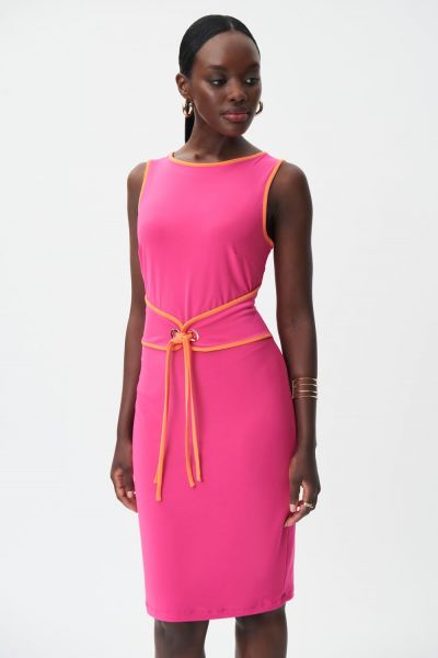 Joseph Ribkoff Dazzle Pink/Mandarin Sleeveless Dress Style 232226