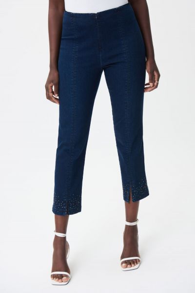 Joseph Ribkoff Dark Denim Blue Straight Cropped Jeans Style 232940
