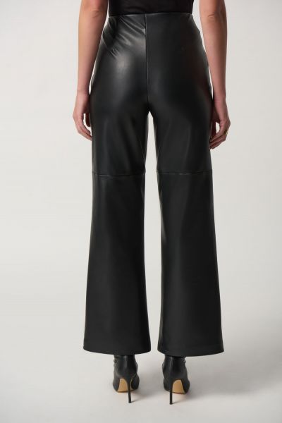 Joseph Ribkoff Black Faux-Leather Wide-Leg Pants Style 233011