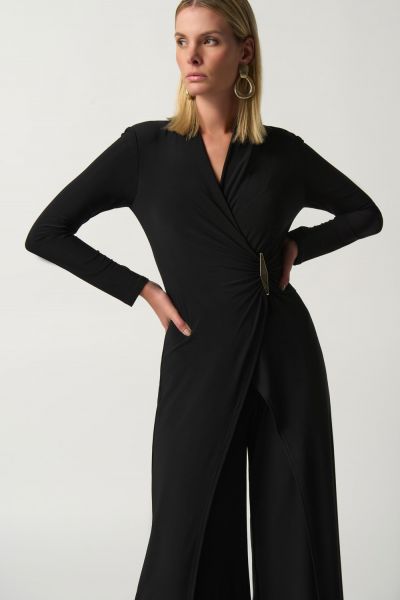 Joseph Ribkoff Black Wrap Culotte Jumpsuit Style 233097