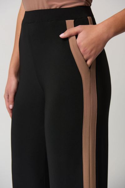Joseph Ribkoff Black/Nutmeg Colour-Block Wide-Leg Pants Style 233102