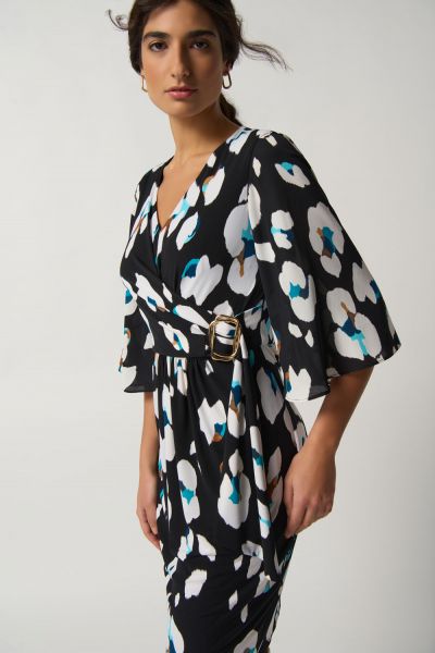 Joseph Ribkoff Black/Multi Animal Print Sheath Dress Style 233105