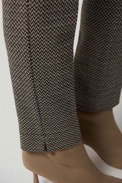Joseph Ribkoff Black/Beige Geometric Print Slim-Fit Pants Style 233193