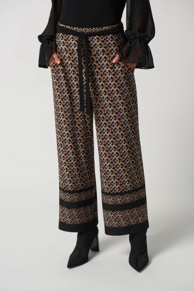 Joseph Ribkoff Black/Multi Geometric Print Culotte Pants Style 233197