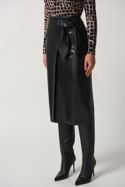 Joseph Ribkoff Black Faux Leather Skirt Style 233297