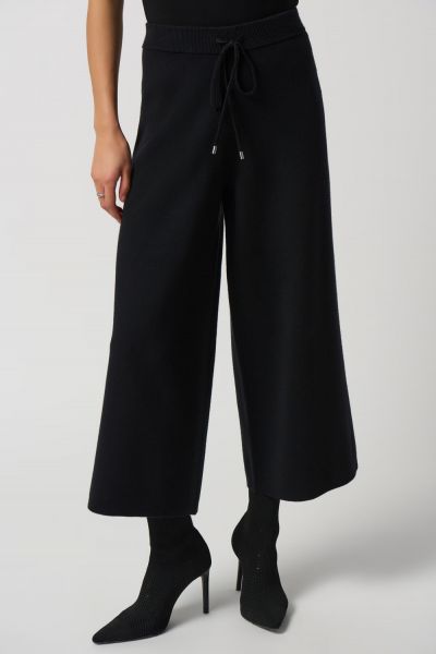 Joseph Ribkoff Black Sweater Knit Culotte Pants Style 233908