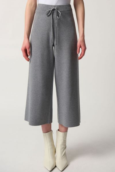 Joseph Ribkoff Grey Mélange Sweater Knit Culotte Pants Style 233908
