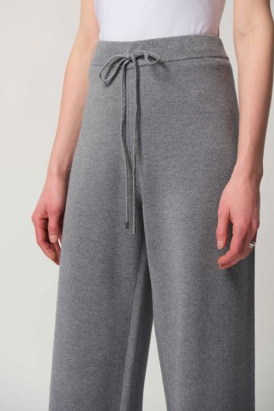 Joseph Ribkoff Grey Mélange Sweater Knit Culotte Pants Style 233908