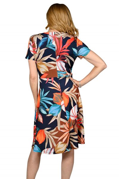 Frank Lyman Navy/Orange Knit Wrap Dress Style 236311