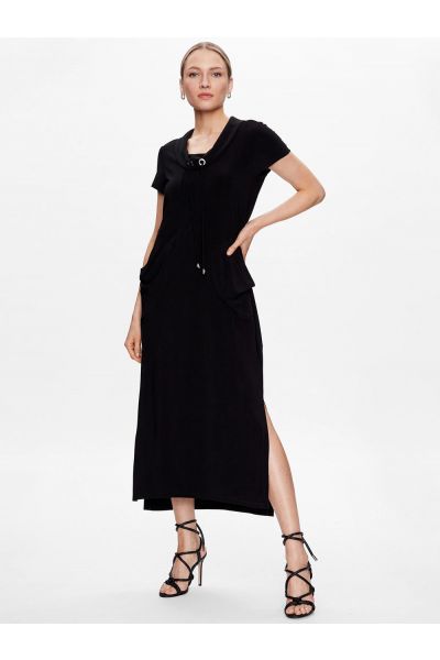 Joseph Ribkoff Black Solid Silky Knit Trapeze Dress Style 231178X