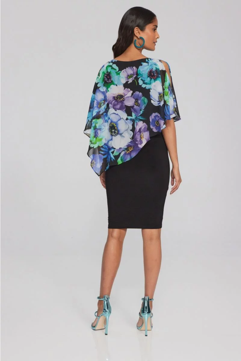 Joseph Ribkoff Black/Multi Floral Print Dress Style 241768