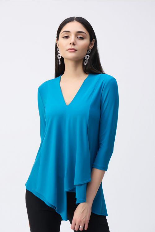 Joseph Ribkoff Pacific Blue Asymmetric Tunic Style 161066F24