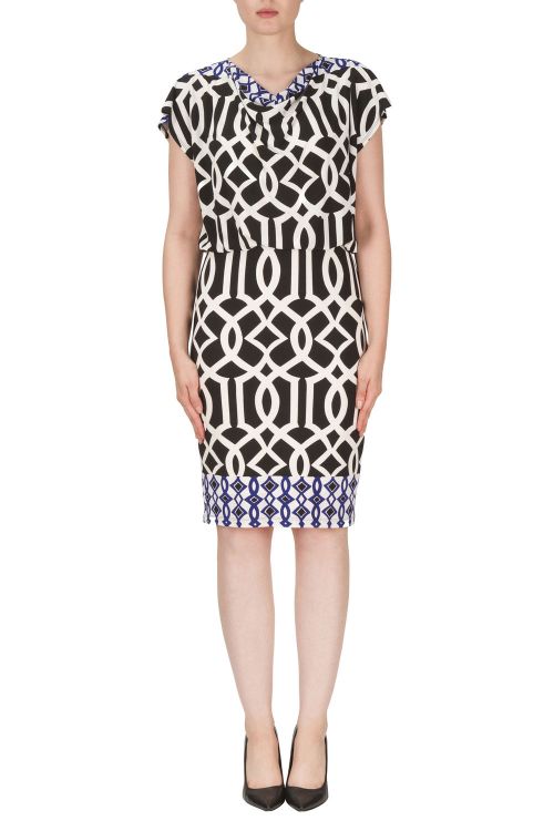 Joseph Ribkoff Black/White/Blue Dress Style 171742