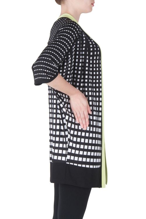 Joseph Ribkoff Black/White/Key Lime Cover Up Style 171873