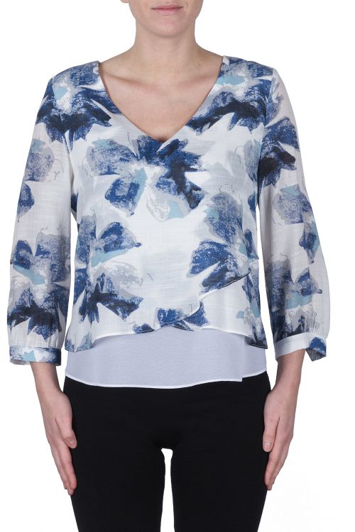 Joseph Ribkoff Blue/White/Turquoise Top Style 172604