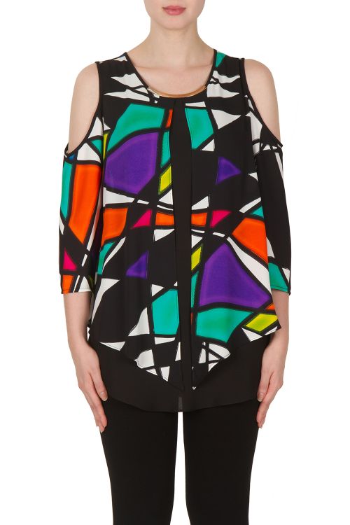 Joseph Ribkoff Black/White/Multi Tunic Style 172614