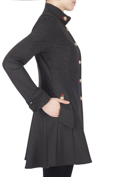 Joseph Ribkoff Charcoal Grey/Ruby Coat Style 173308