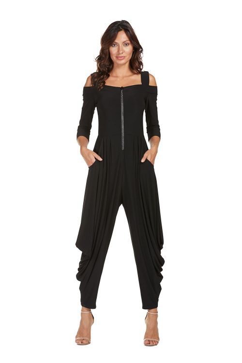 Frank Lyman Black Knit Jumpsuit Style 176080