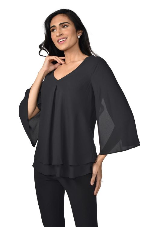 Frank Lyman Black V-Neckline Top Style 176335