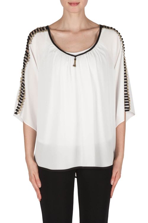 Joseph Ribkoff Vanilla/Black Top Style 181247