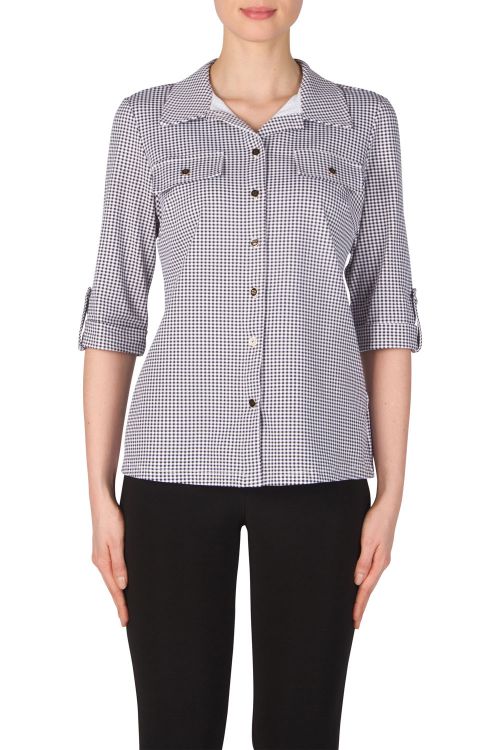 Joseph Ribkoff  Black/White Blouse  Style 181643