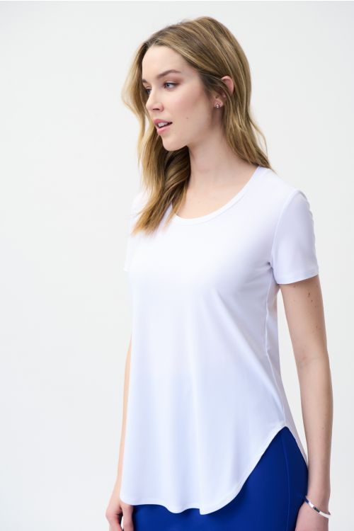 Joseph Ribkoff White Rounded Hem T-Shirt Style 183220-main