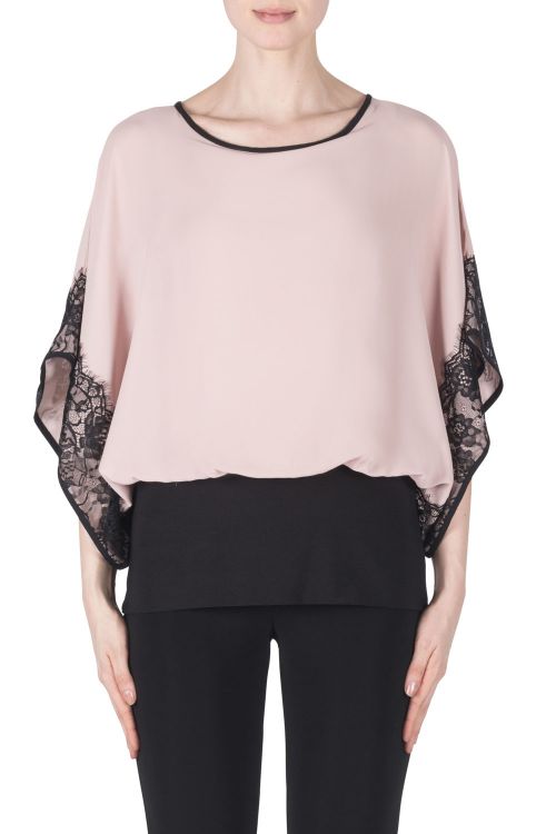 Joseph Ribkoff winter blush/Black Top Style 183508