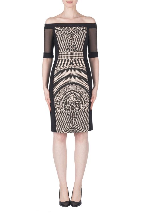 Joseph Ribkoff Black/Beige Dress Style 183557