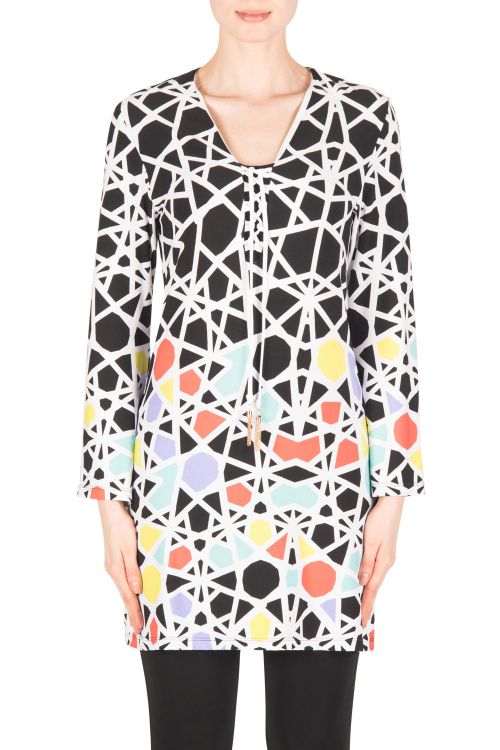 Joseph Ribkoff Black/White/Multi Tunic Style 183575