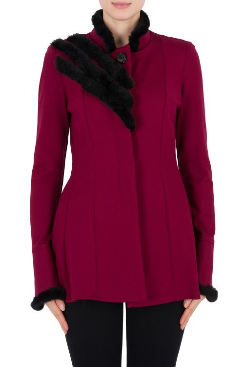 Joseph Ribkoff Cranberry/Black Coat Style 184362