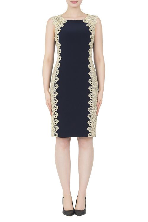 Joseph Ribkoff Midnight Blue/Gold Dress Style 191013