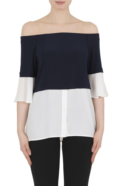 Joseph Ribkoff Off-White/Midnight Blue Top Style 191264