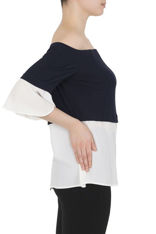 Joseph Ribkoff Off-White/Midnight Blue Top Style 191264