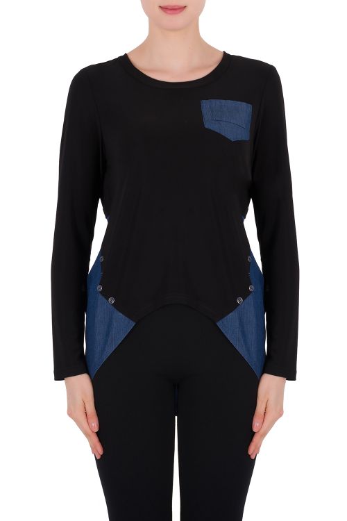 Joseph Ribkoff Denim Blue/Black Top Style 191480