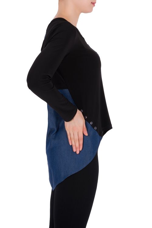 Joseph Ribkoff Denim Blue/Black Top Style 191480