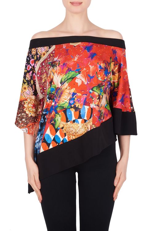 Joseph Ribkoff Black/Multi Top Style 191663