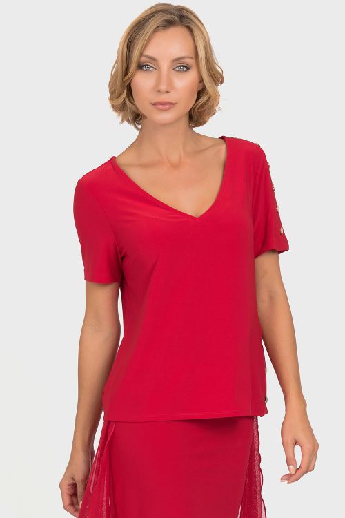 Joseph Ribkoff Lipstsick Red Top Style 192132